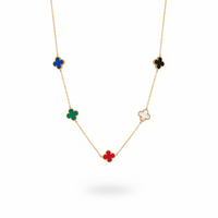 Gilded Rainbow Clover Station Necklace