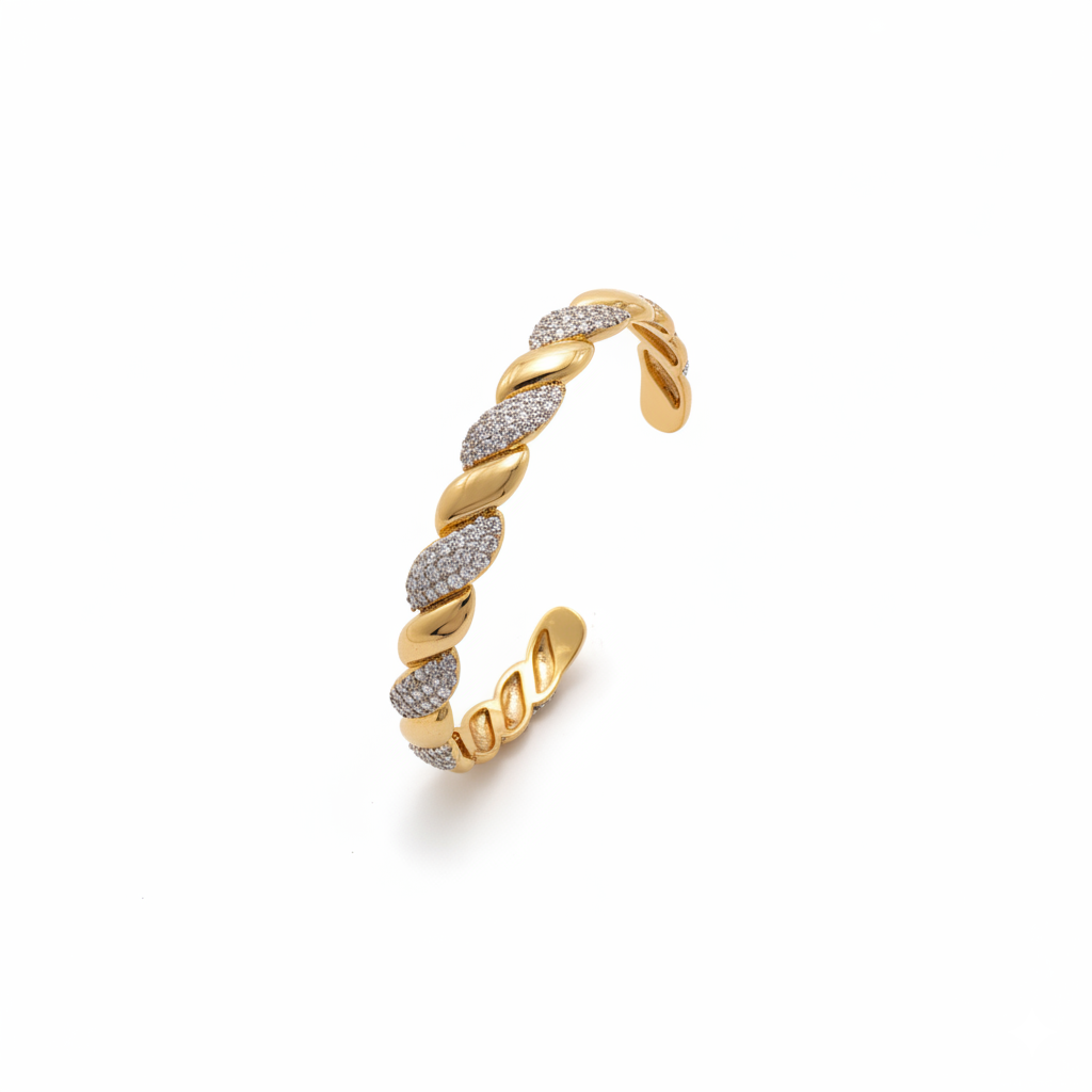 The Helix Radiance Diamond Twisted Cuff Bangle