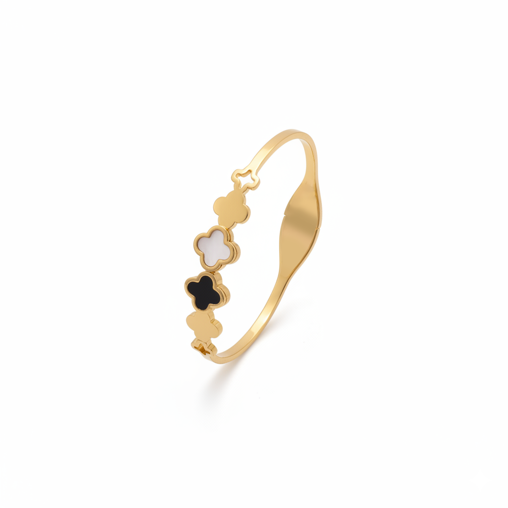 Gilded Clover Trio Hinge Bangle
