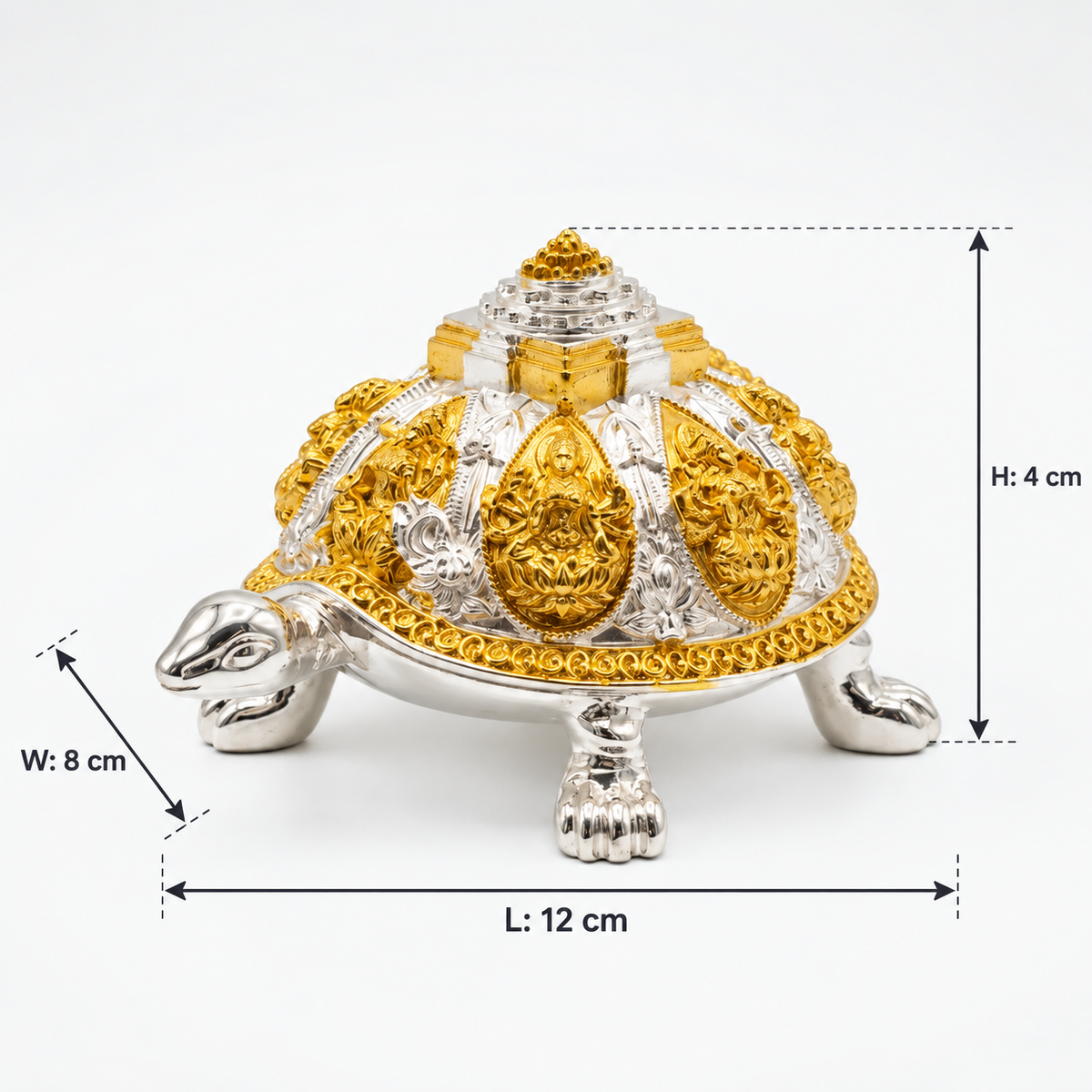 Shree Yantra Silver-Foil Tortoise Idol