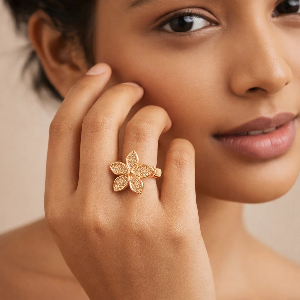 Golden Blossom Adjustable Diamond Ring