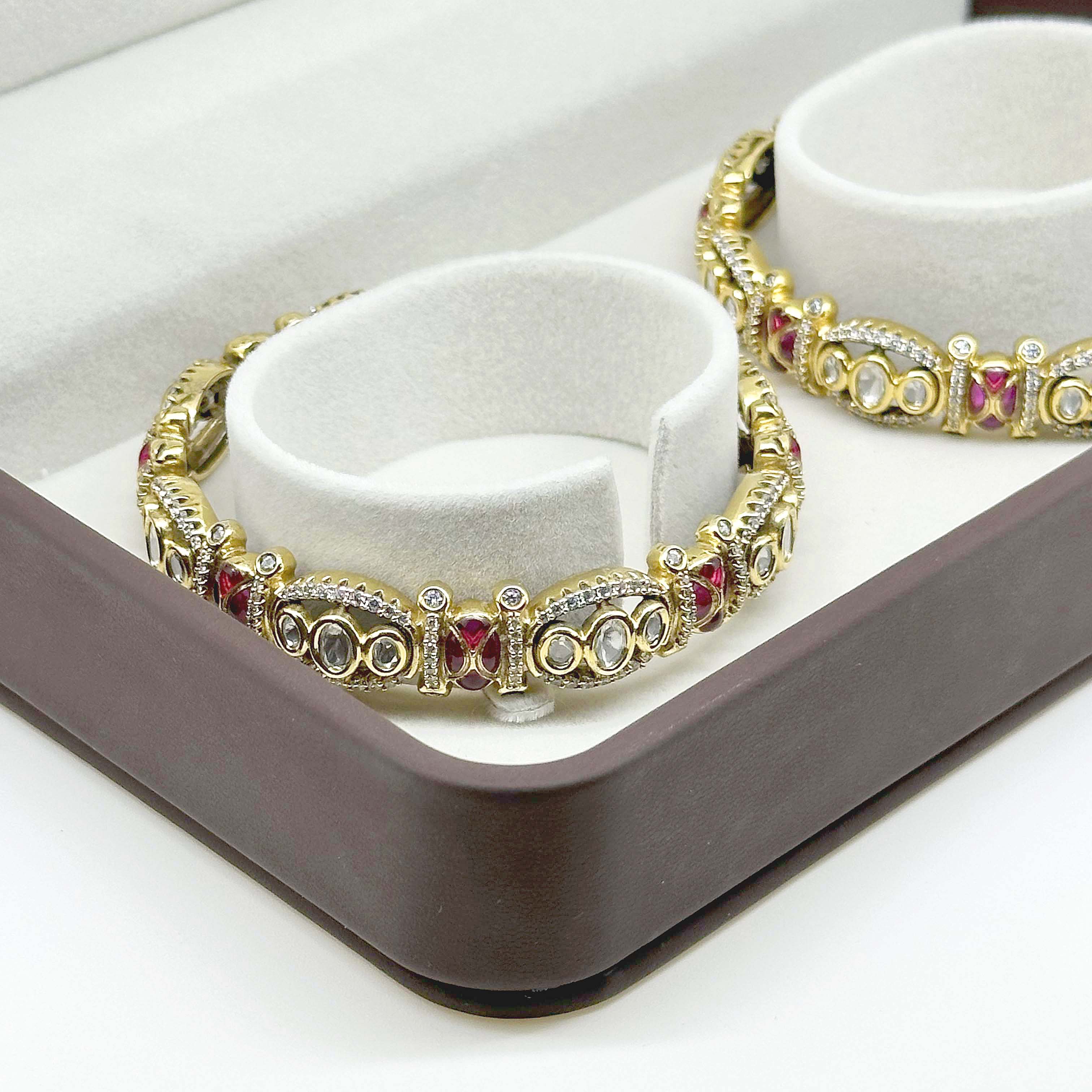 Ruby Kundan Bangles Set – Gold-Finish Traditional Designer Kada