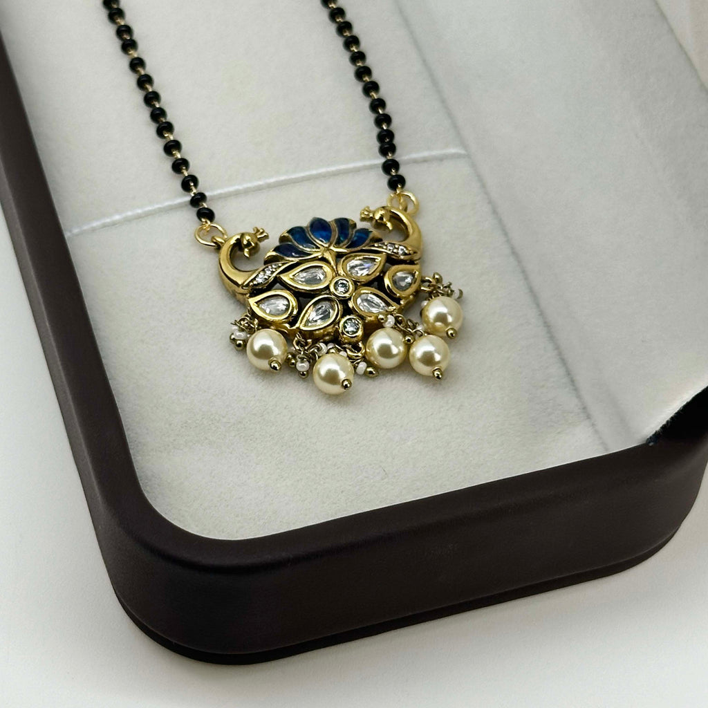 Royal Blue Lotus Kundan Mangalsutra for Women