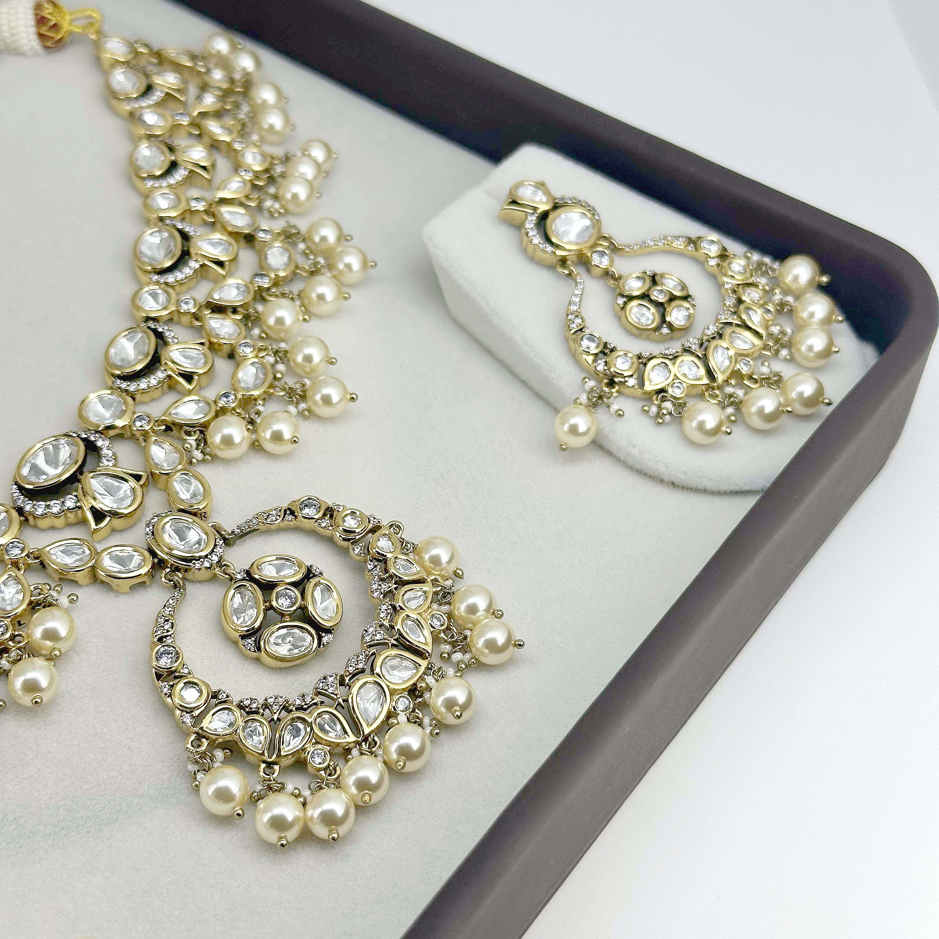 Royal Pearl Kundan-Inspired Bridal Necklace & Earrings Set