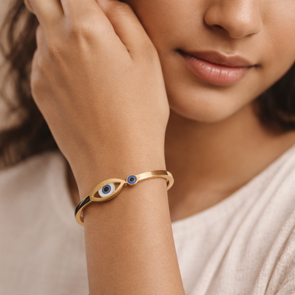 Gilded Evil Eye Hinge Bangle