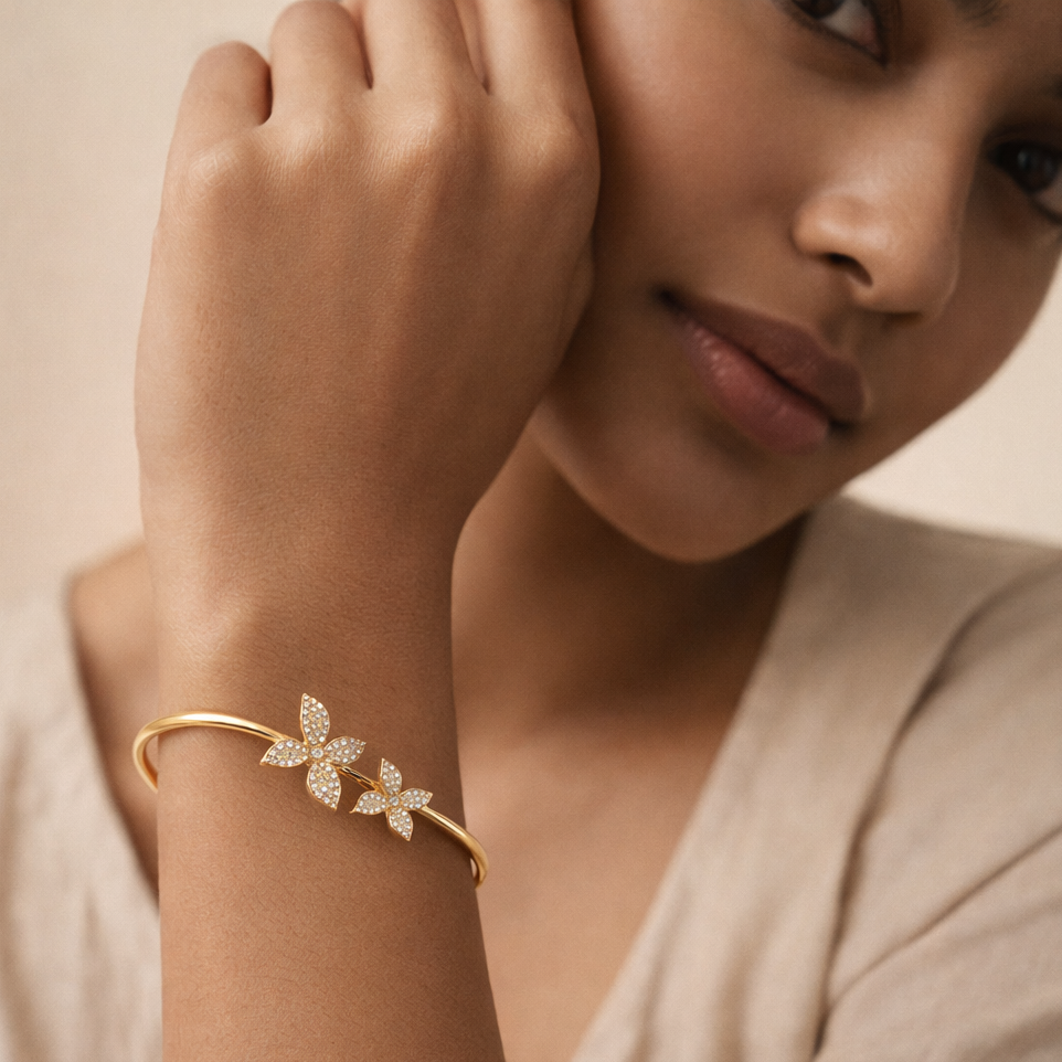The Titli Shimmer Butterfly Gold Bangle
