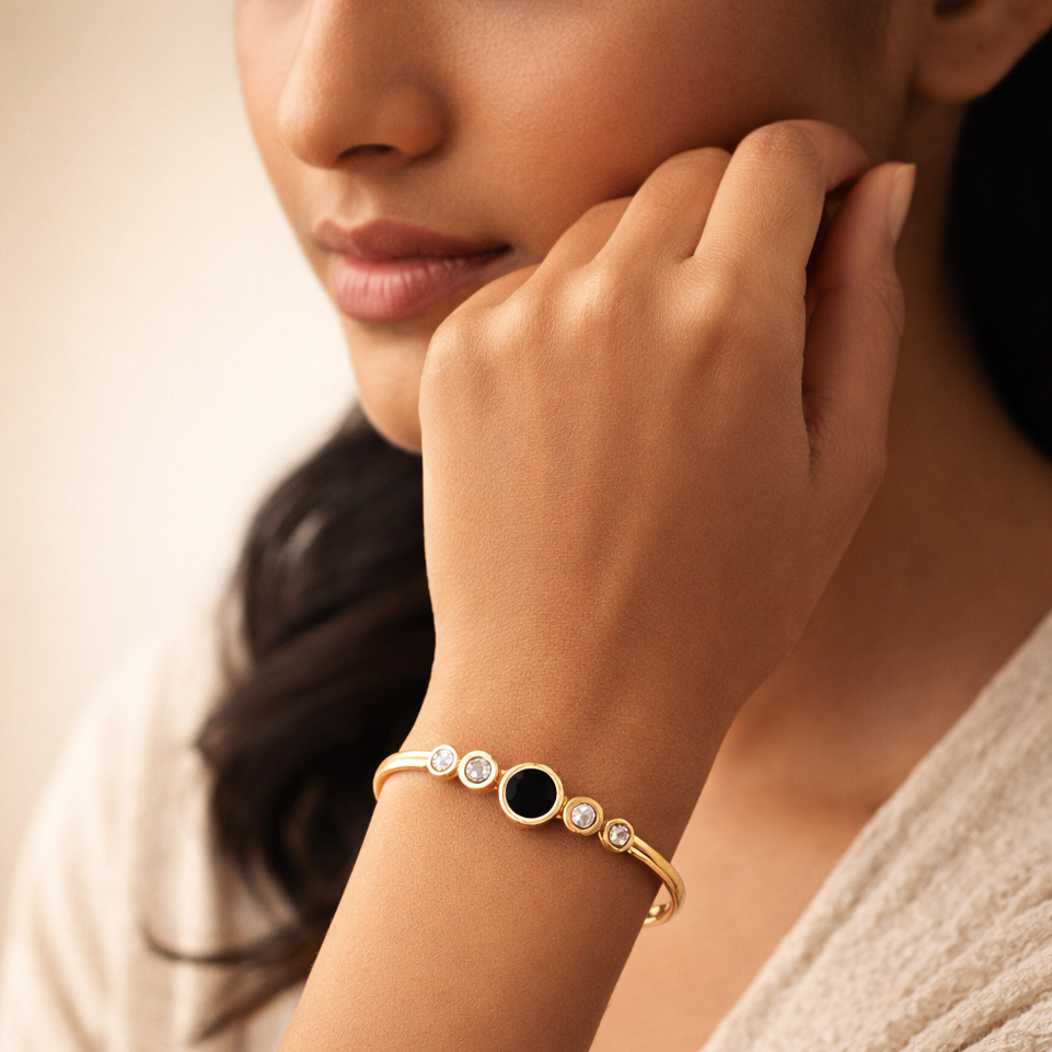 The Celestial Onyx Diamond Orbit Bangle