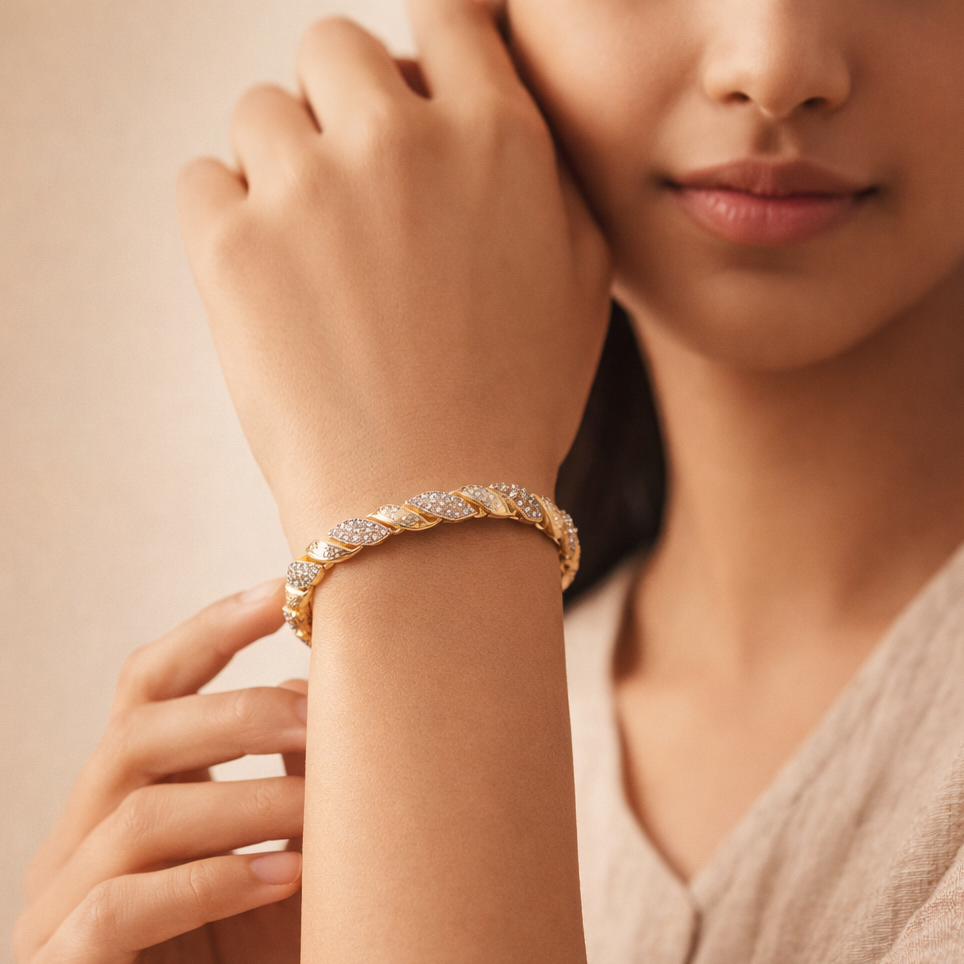 The Helix Radiance Diamond Twisted Cuff Bangle