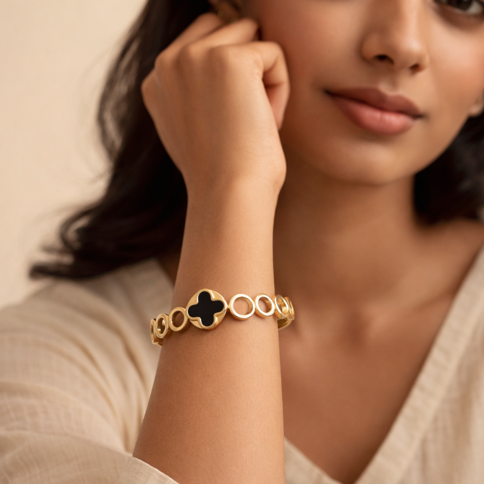 The Midnight Quatrefoil Orbital Bangle
