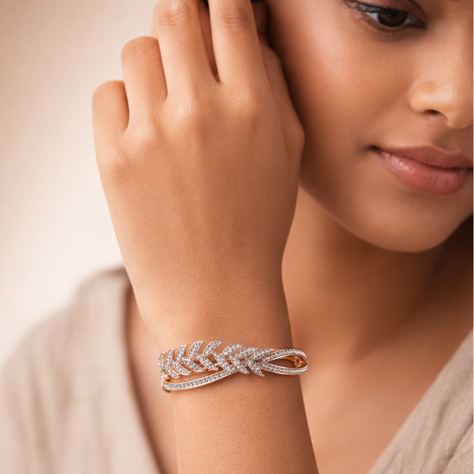 The Laurel Crown Diamond Bypass Bangle