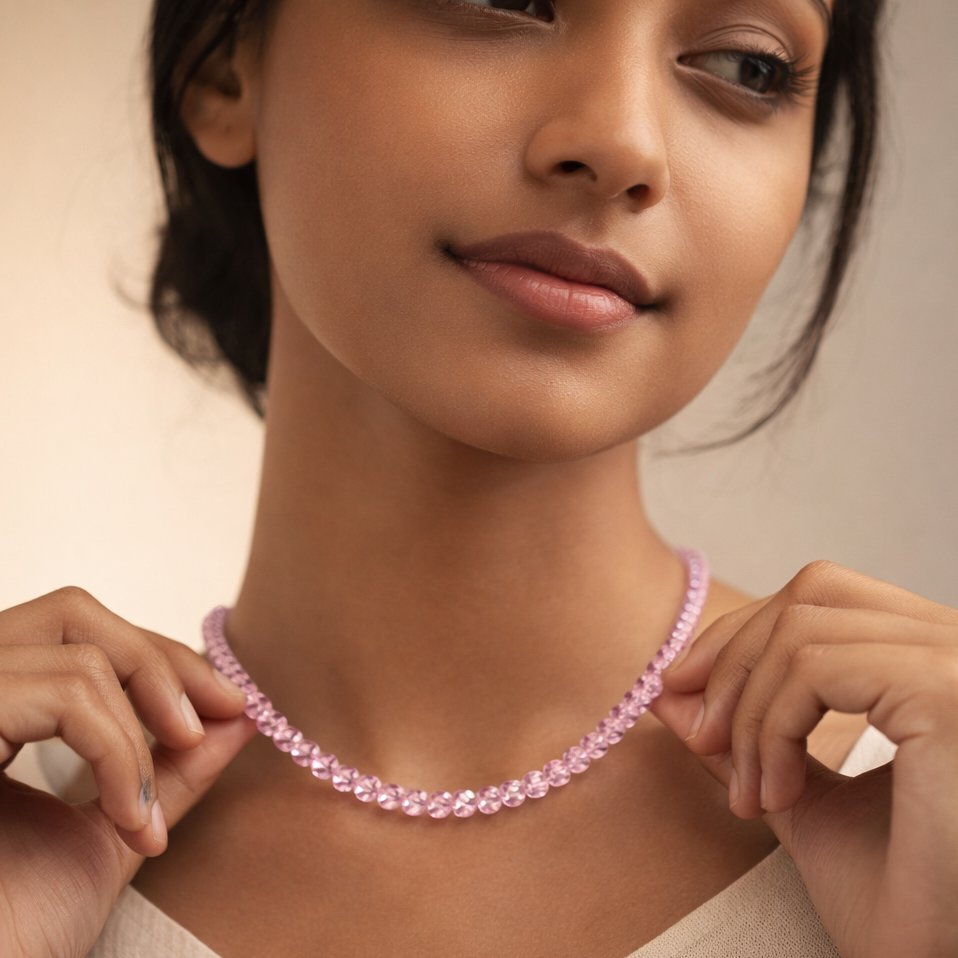 Rose Petal Aurora Crystal Necklace