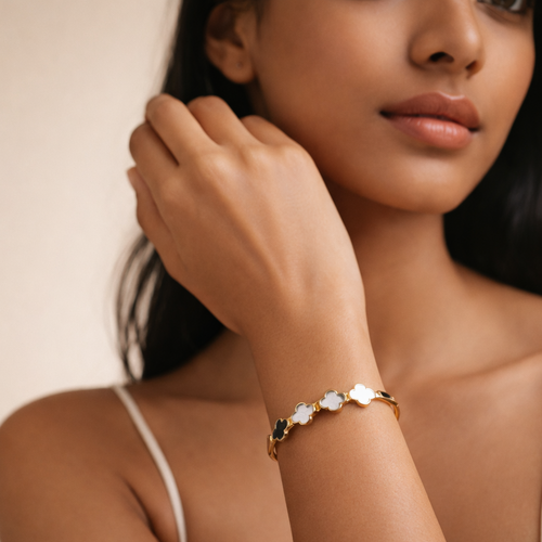 Gilded Clover Trio Hinge Bangle