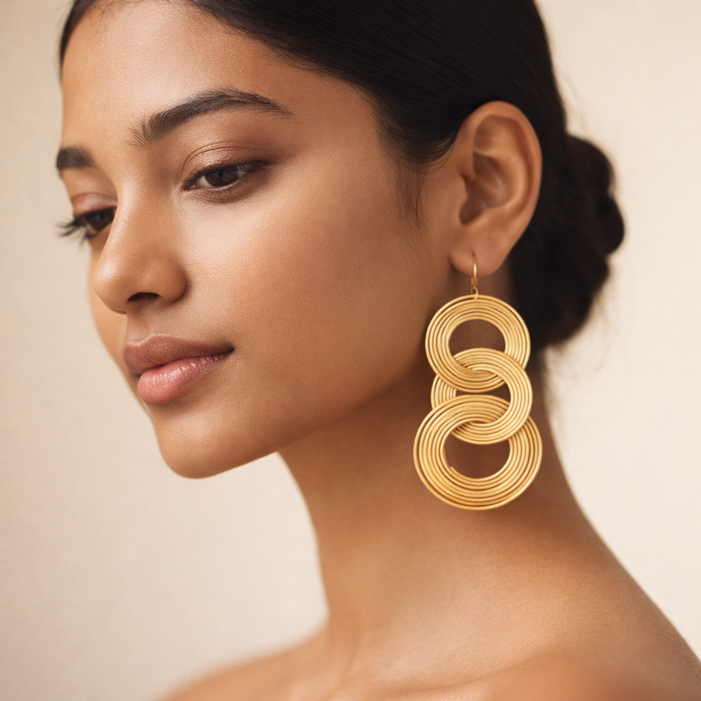 Golden Interlinked Spiral Earrings