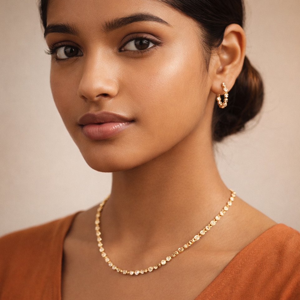Gilded Sequin Disc Crystal Jewelry Set
