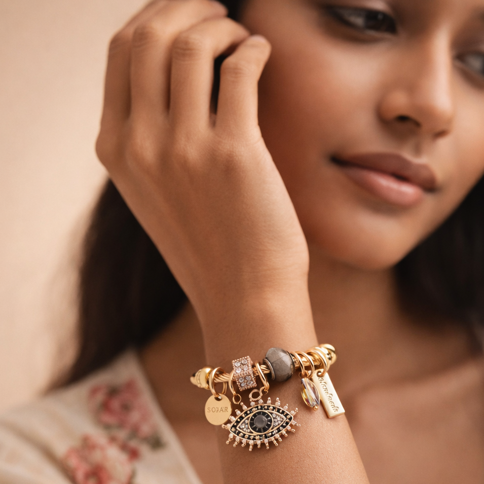 The Mystic Solar Evil Eye Charm Bangle