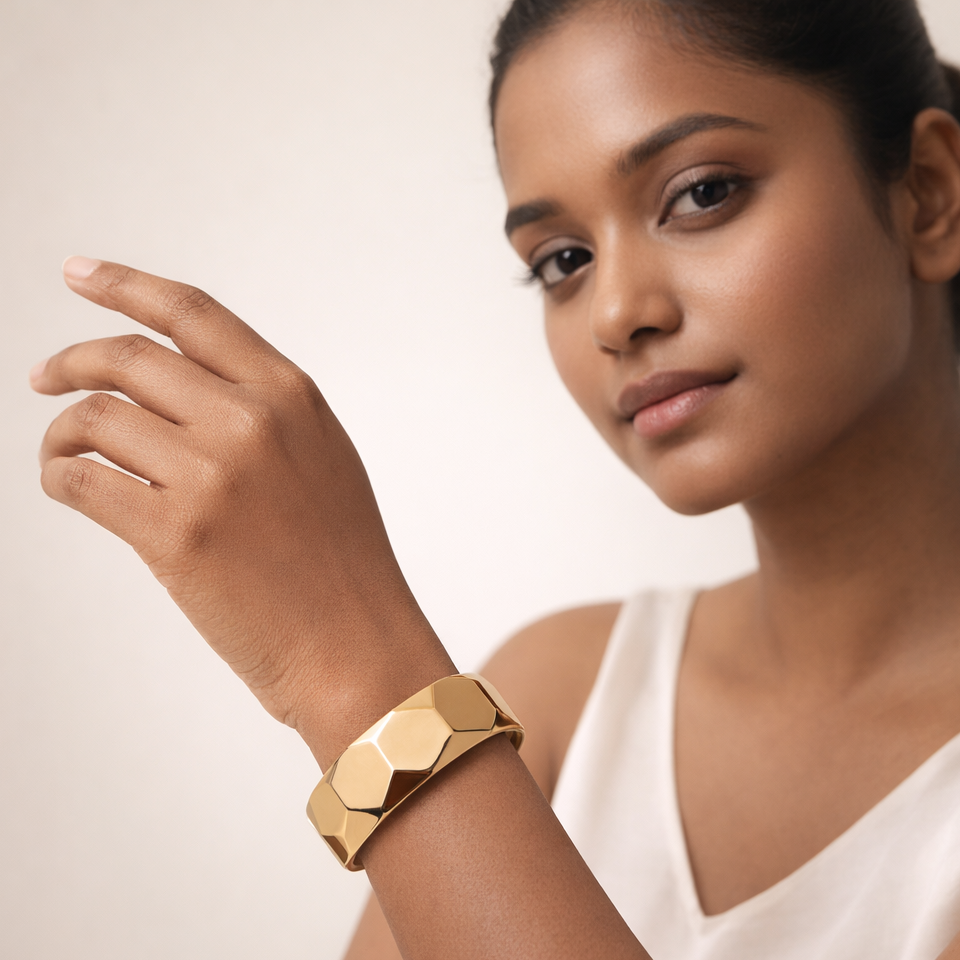 Gilded Faceted Hinged Bangle