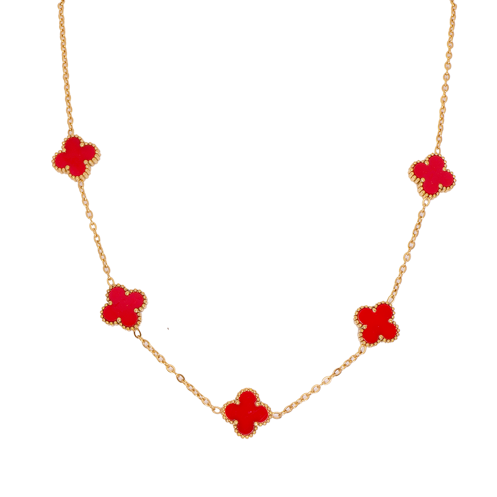 Gilded Crimson Clover Station Necklace
