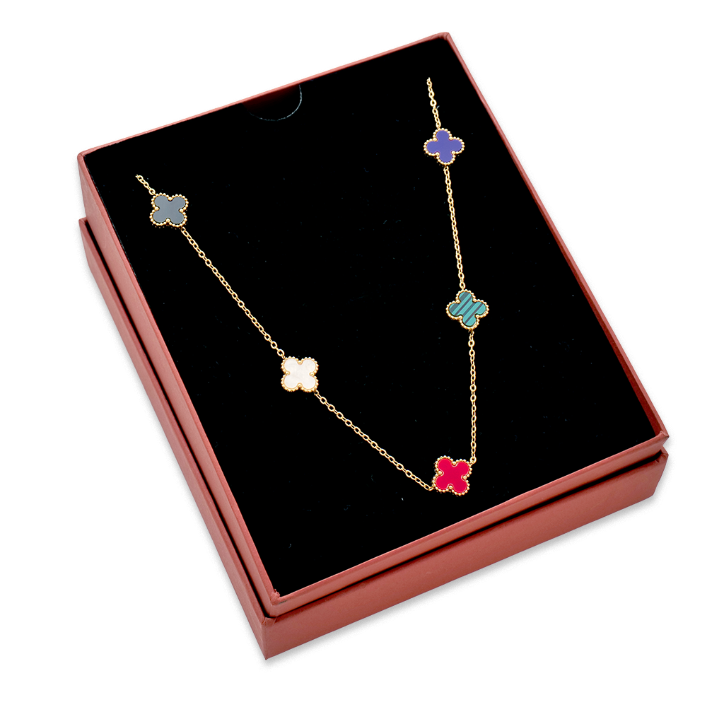 Gilded Rainbow Clover Station Necklace