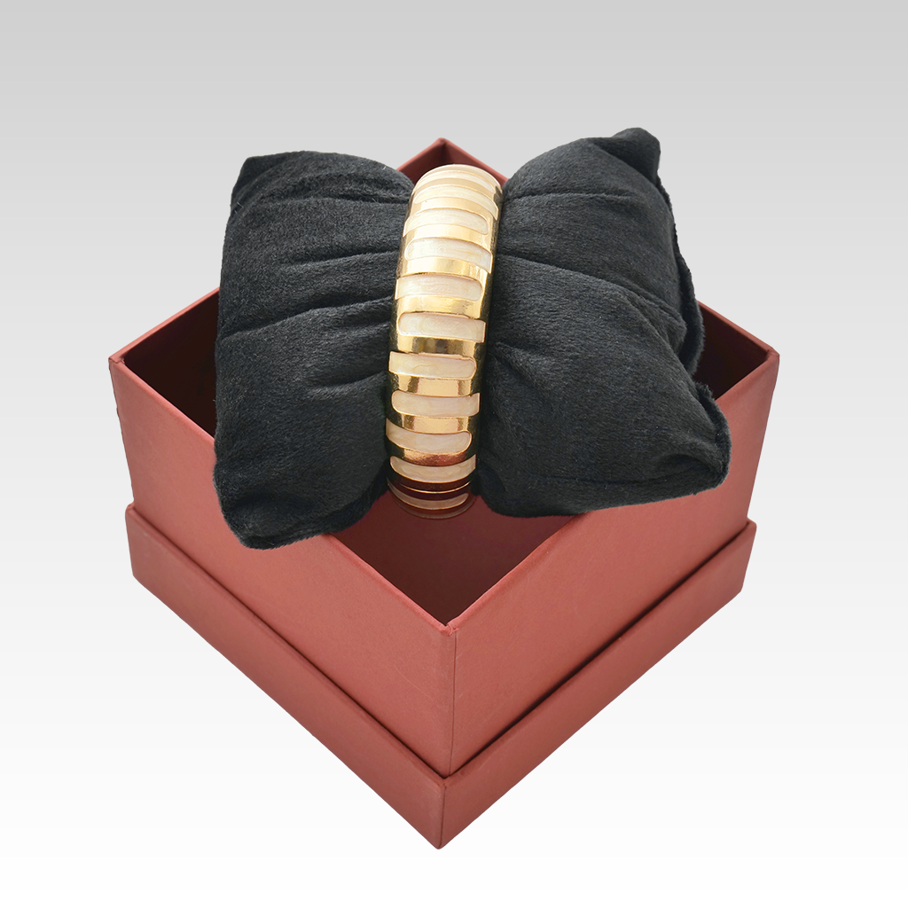 Ivory Stripe Golden Hinged Bangle