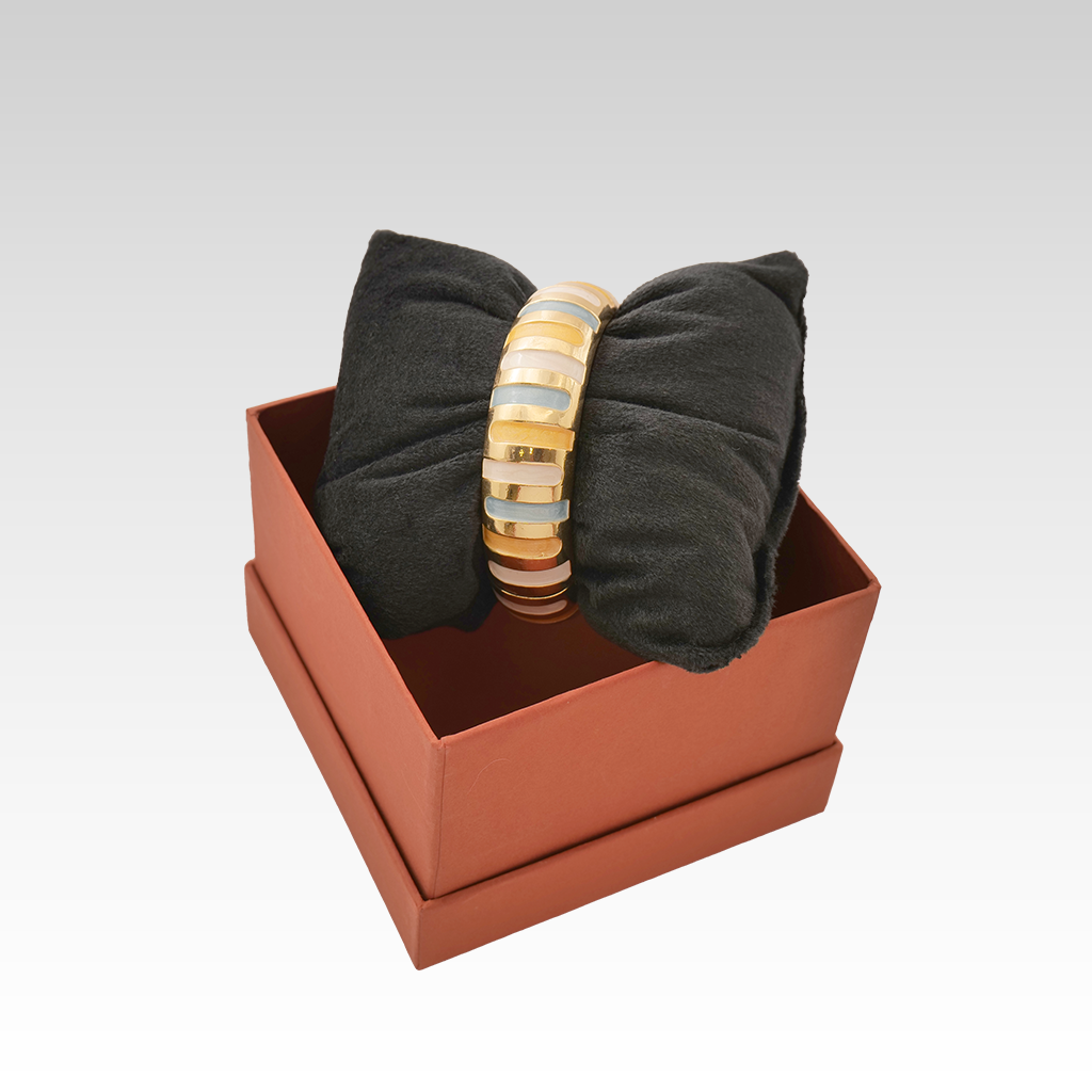 Gilded Pastel Striped Bangle
