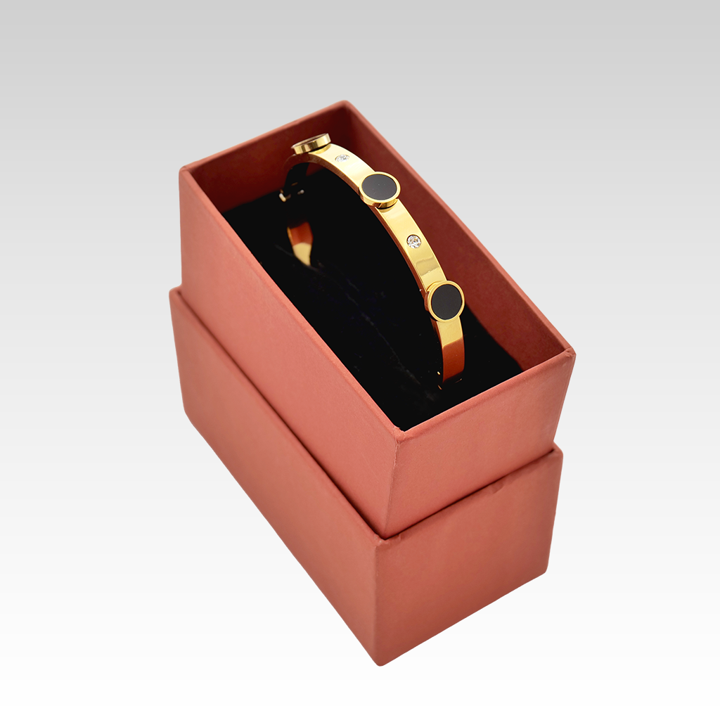 Gilded Onyx-Style Studded Bangle