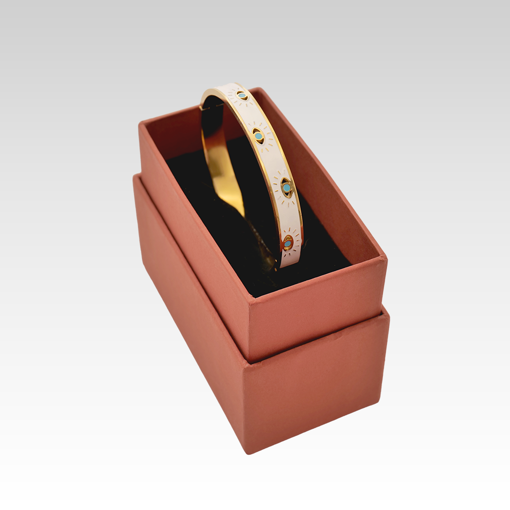 Gilded Enameled Sunlit Eye Bangle