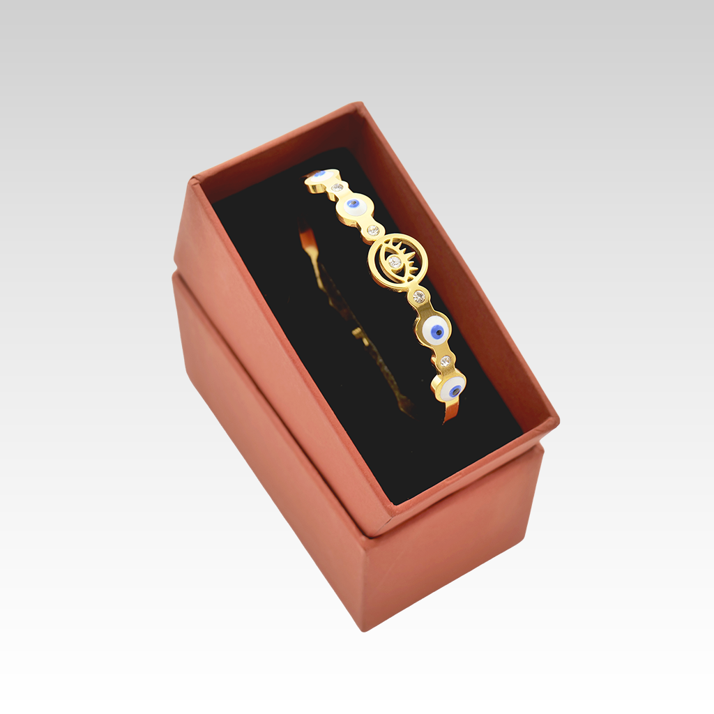 Gilded Evil Eye Charm Bangle