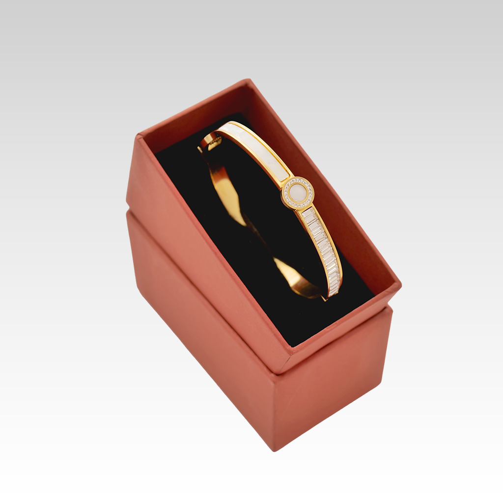Gilded Baguette and Inlay Bangle