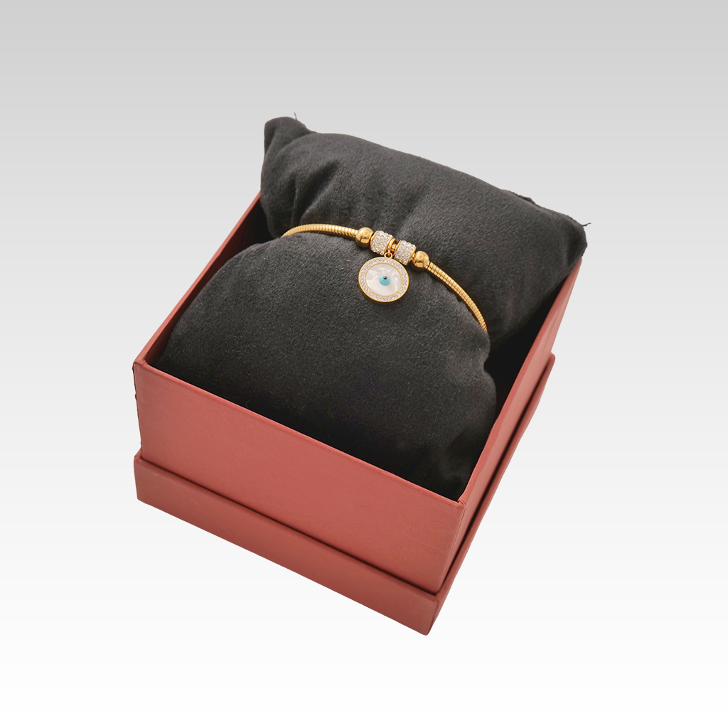 Gilded Medallion Evil Eye Snake Bangle