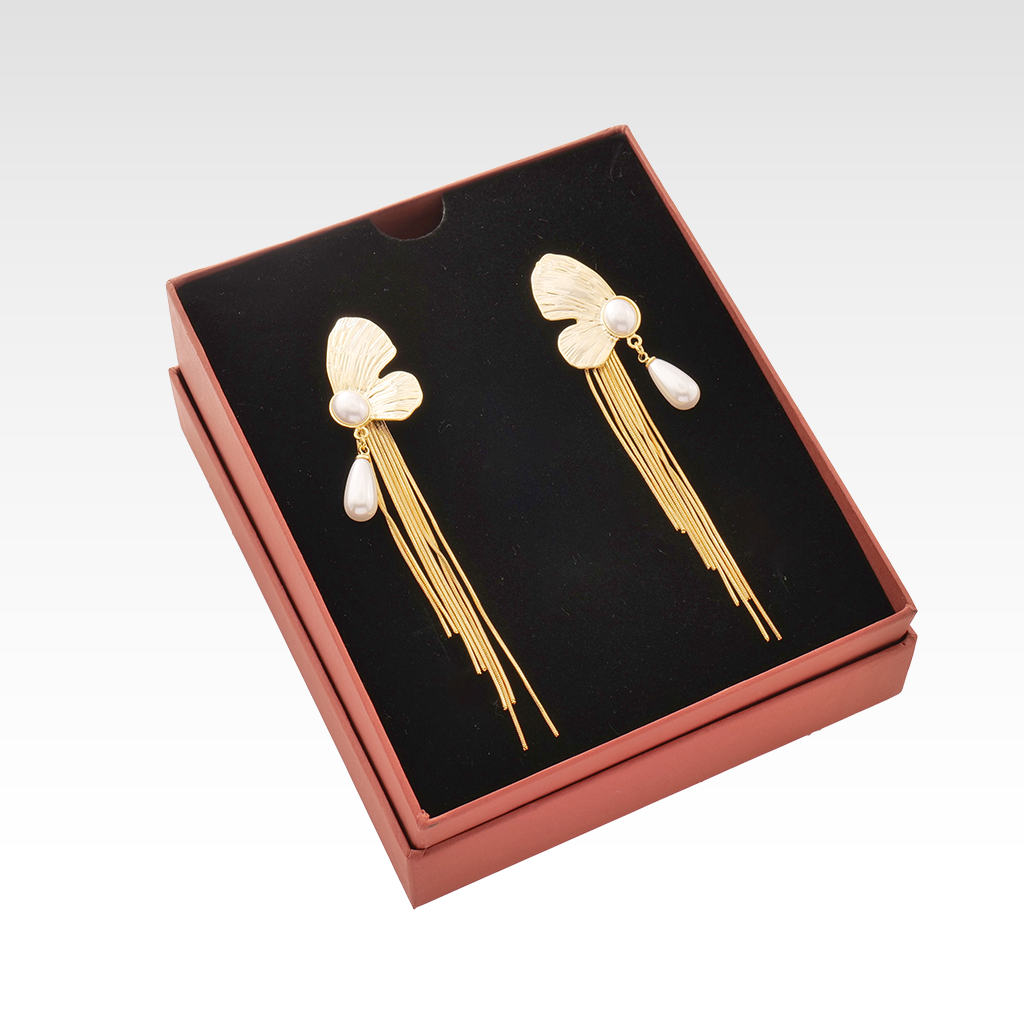 Ethereal Gilded Wing & Pearl Tassel Earrings