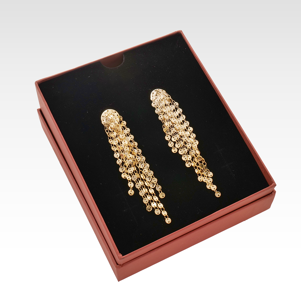 Golden Shimmering Disc Waterfall Earrings
