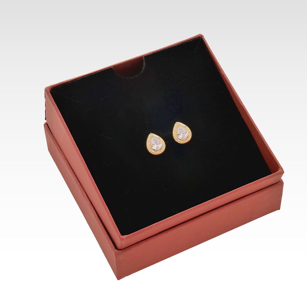 Regal Teardrop Crystal Golden Stud Earrings