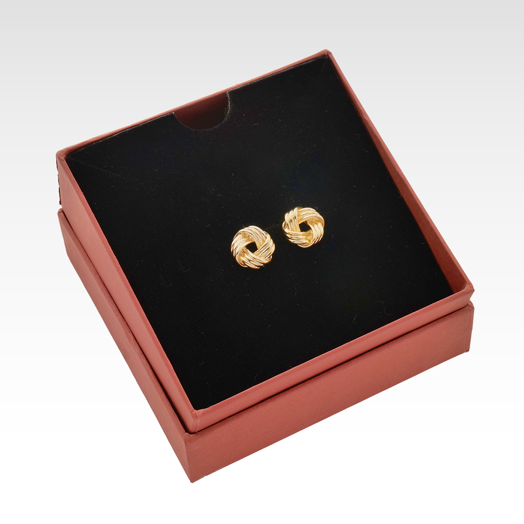 Gilded Ribbed Love Knot Studs