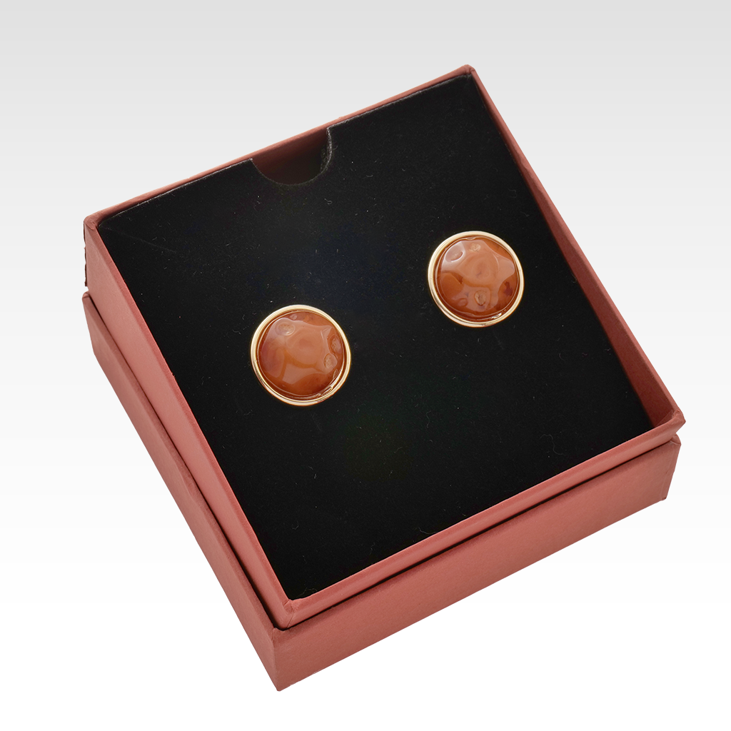 Gilded Cognac Marble Studs