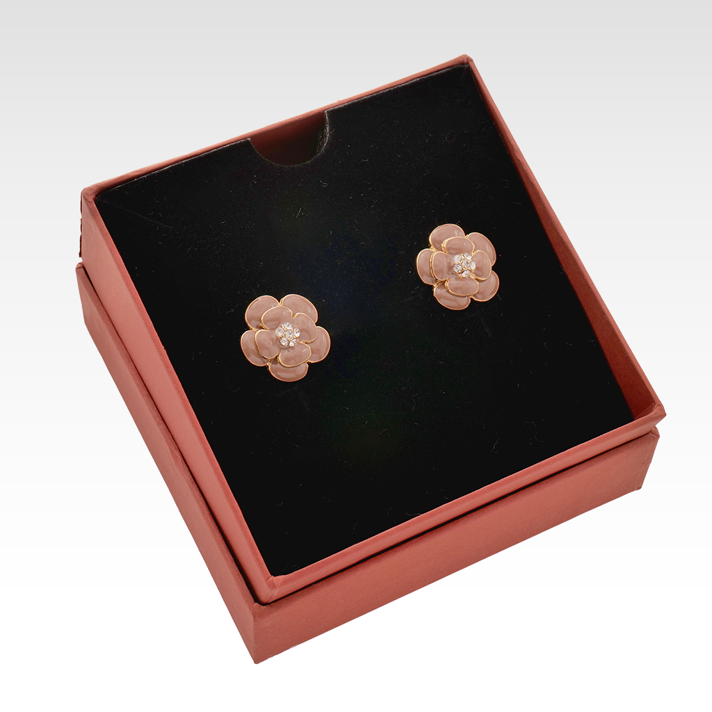 Dusty Rose Camellia Crystal Studs