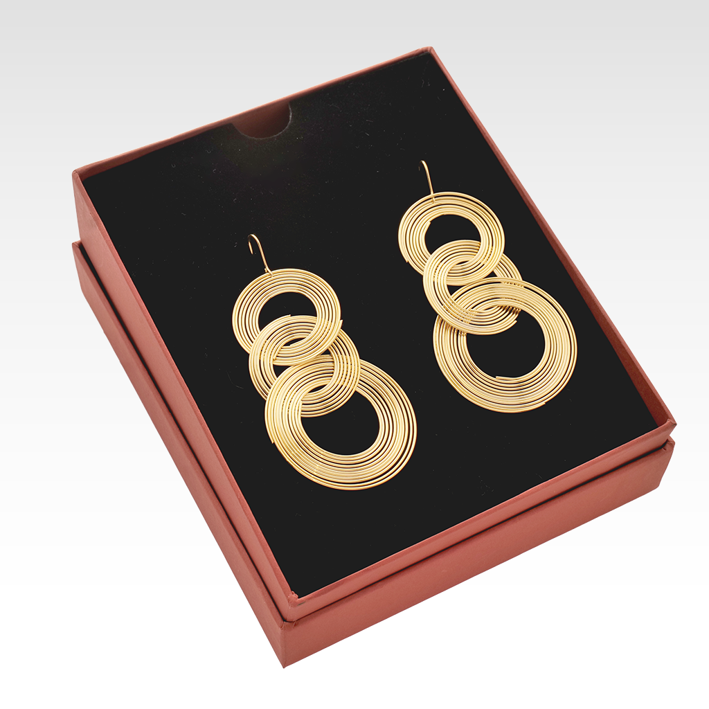 Golden Interlinked Spiral Earrings