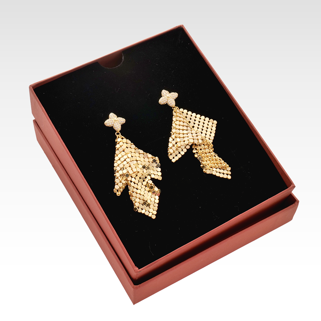 Radiant Golden Mesh Statement Earrings