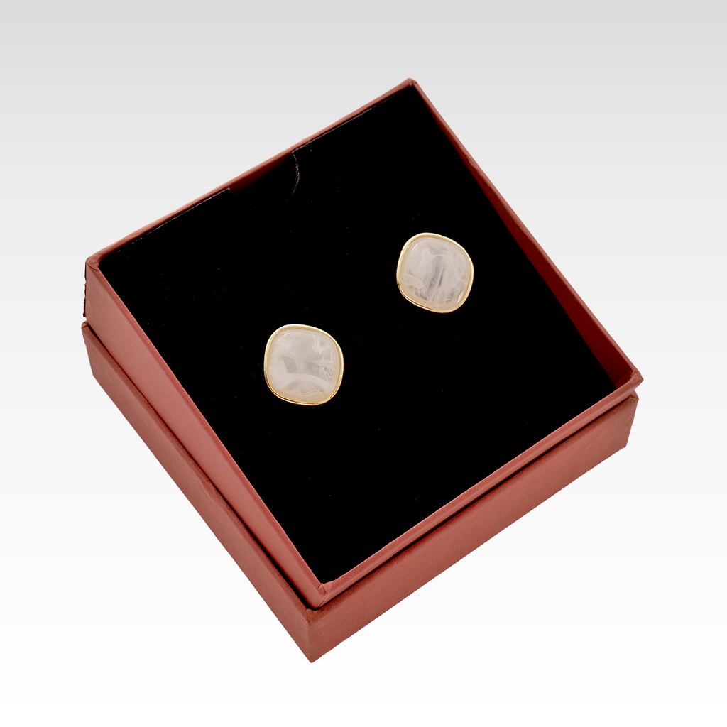 Gilded Cream Marble Cushion Studs