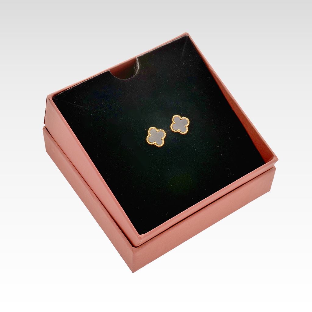 Gilded Onyx Clover Studs