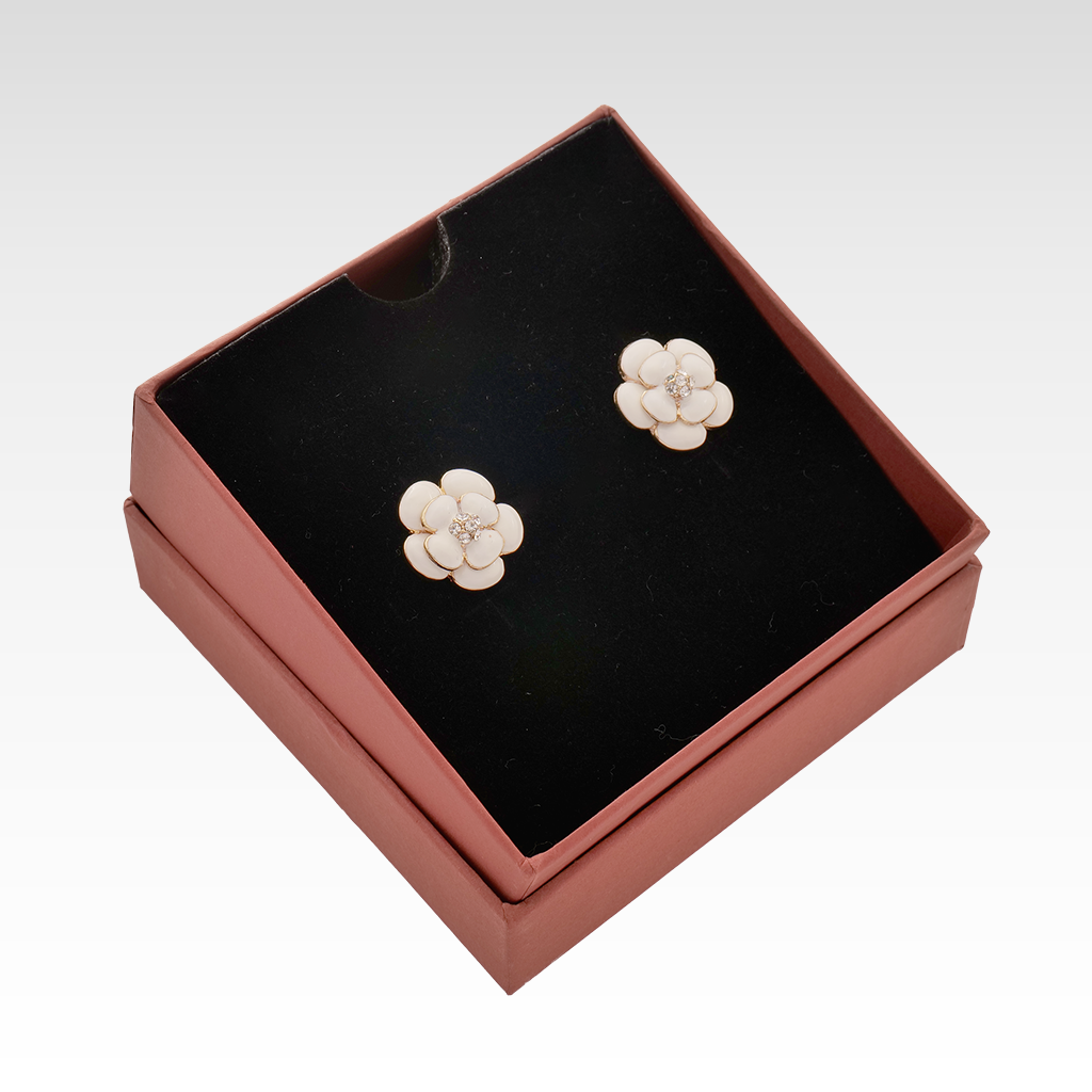Gilded Camellia Crystal Studs