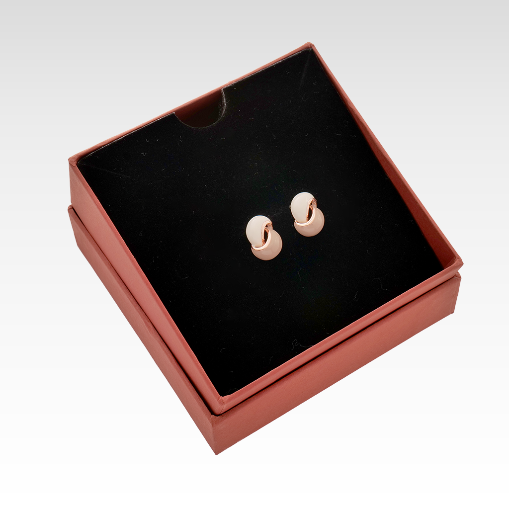 Dual Tone Ivory & Rose Gold Knot Stud Earrings