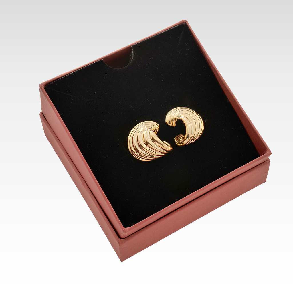 Gilded Ribbed Tidal Hoops