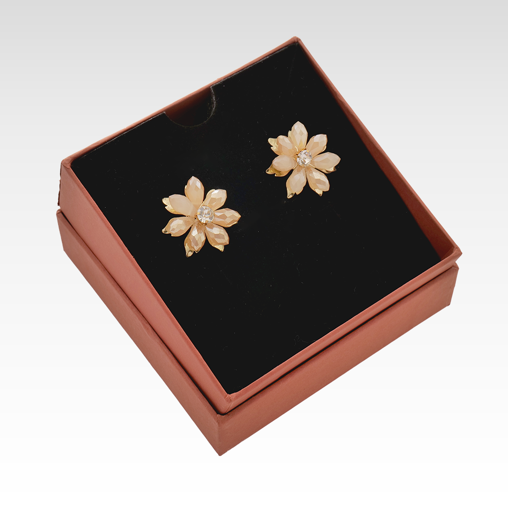 Champagne Crystal Blossom Stud Earrings