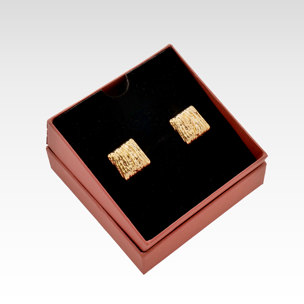 Gilded Bark Square Studs