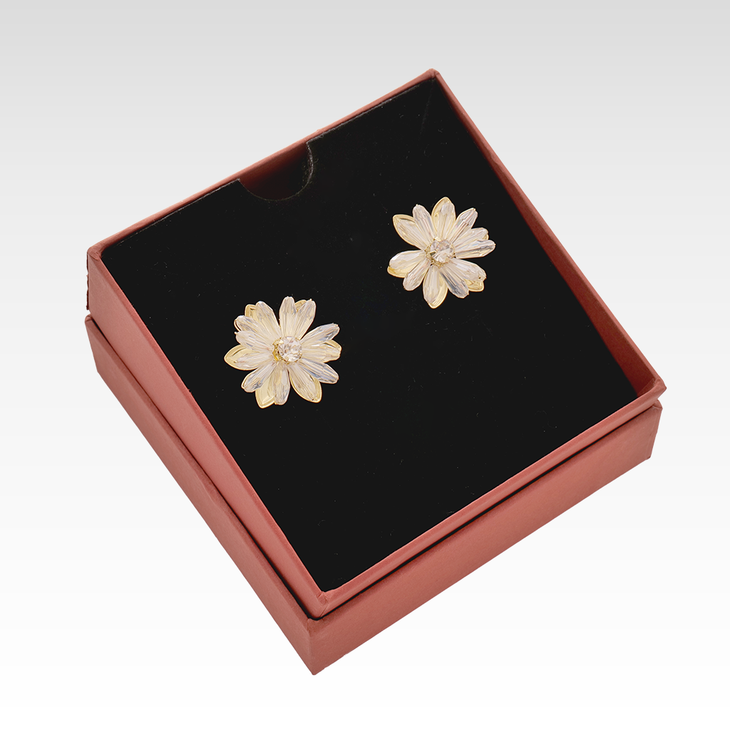 Crystal Sunburst Petal Stud Earrings