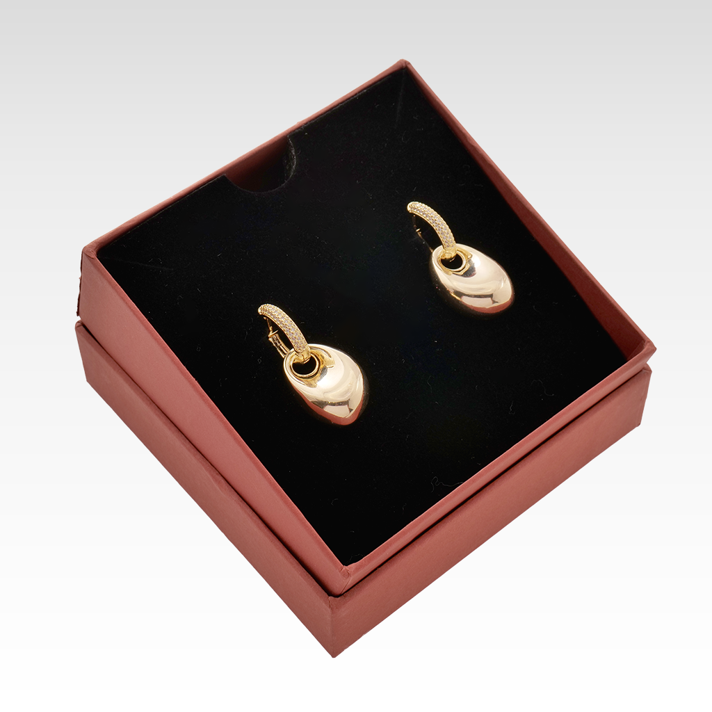 Radiant Gilded Pebble & Crystal Huggie Earrings