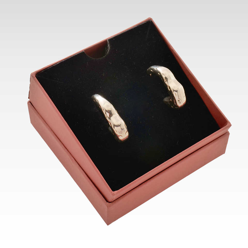 Sculptural Hammered Golden Crescent Hoops