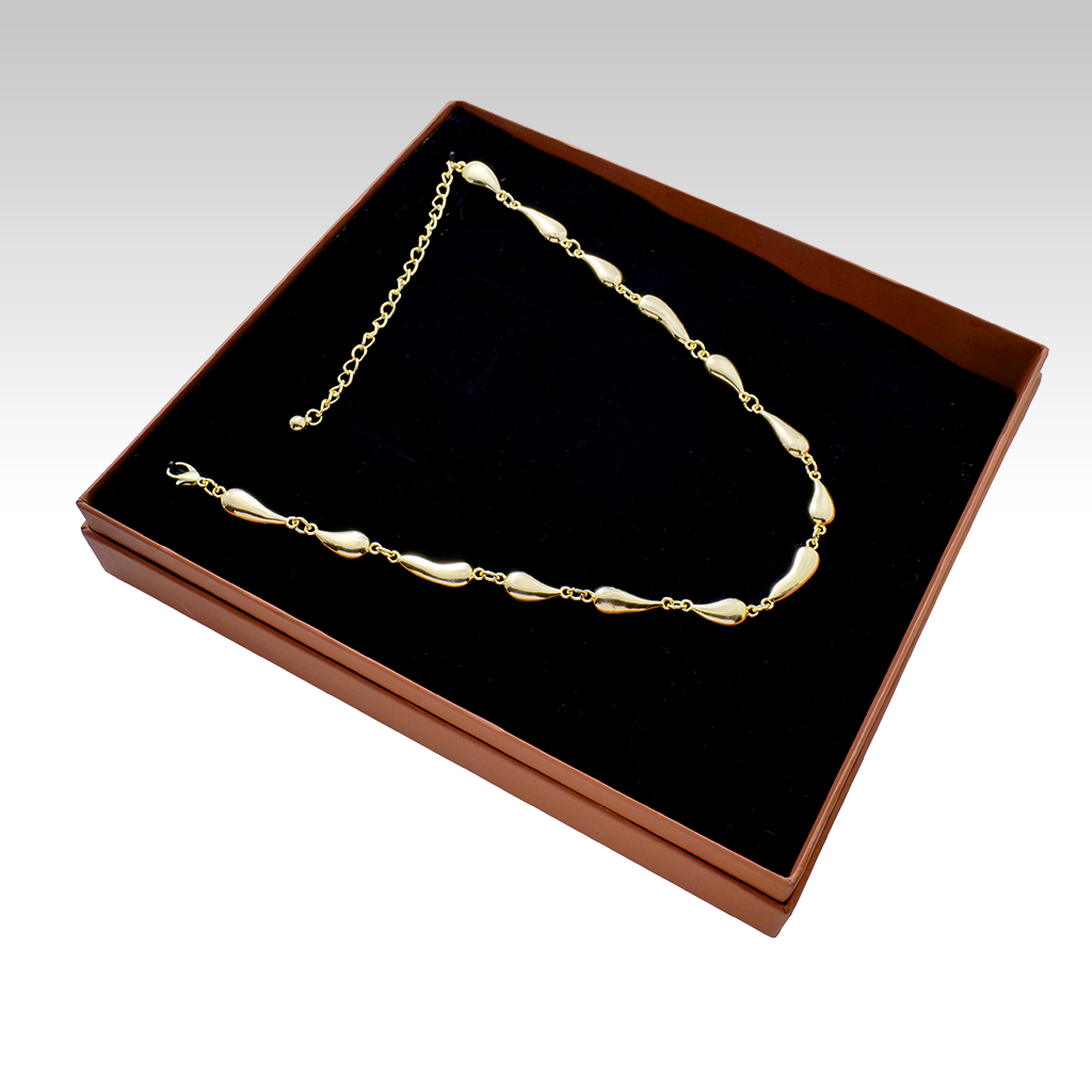 Modern Gold Finish Teardrop Link Necklace – Minimalist Elegant Design