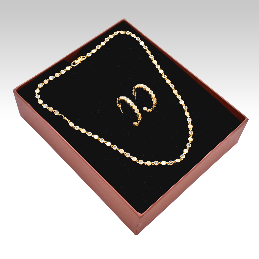Gilded Sequin Disc Crystal Jewelry Set