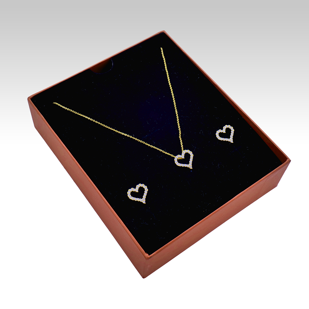 Gilded Crystal Heart Jewelry Set